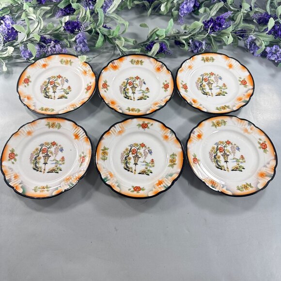 Lusterware Plates Japanese Garden German Bread Butter Dessert Plate Hand Painted - Picture 2 of 16